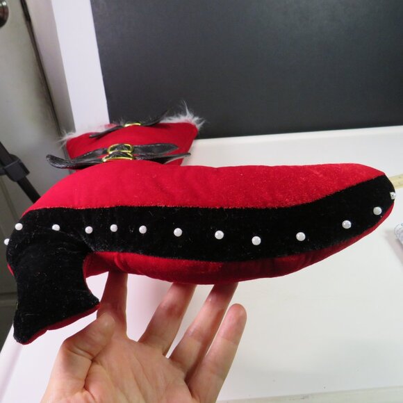 Retro 20" Red & Black high heeled boot shoe w buckle stuffed wall decor HOLIDAY - Picture 7 of 8